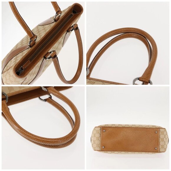 GUCCI GG Canvas Tote Bag Beige Silver 113011 Auth 148839V - Picture 15 of 16